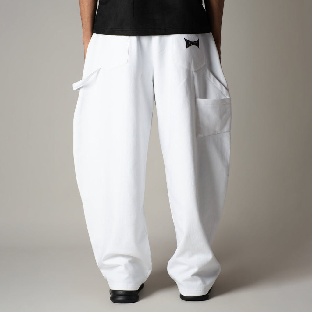 WHITE CARPENTER FLEECE BAGGY SWEATPANT