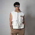 WHITE DUAL KNITDRIP UTILITY JACKET