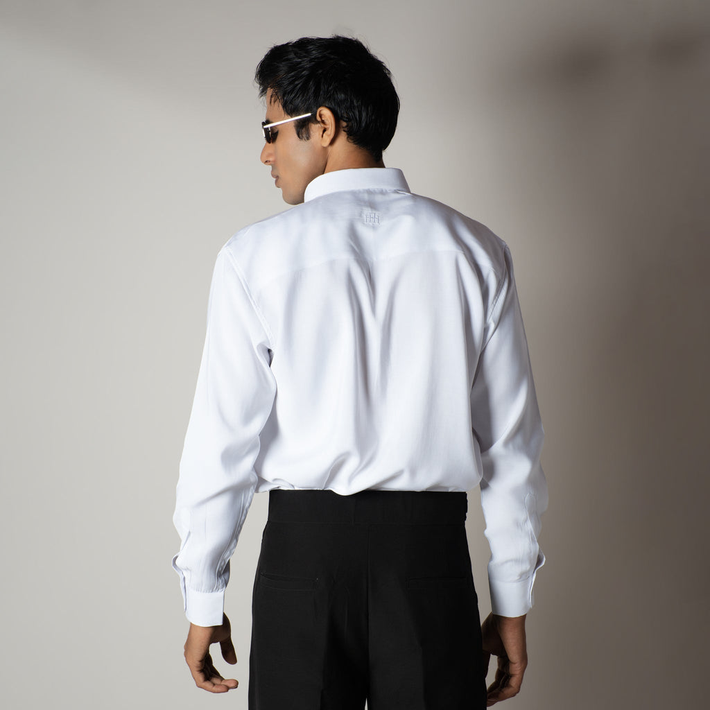 WHITE ESSENTIAL SUEDE LUXE SHIRT