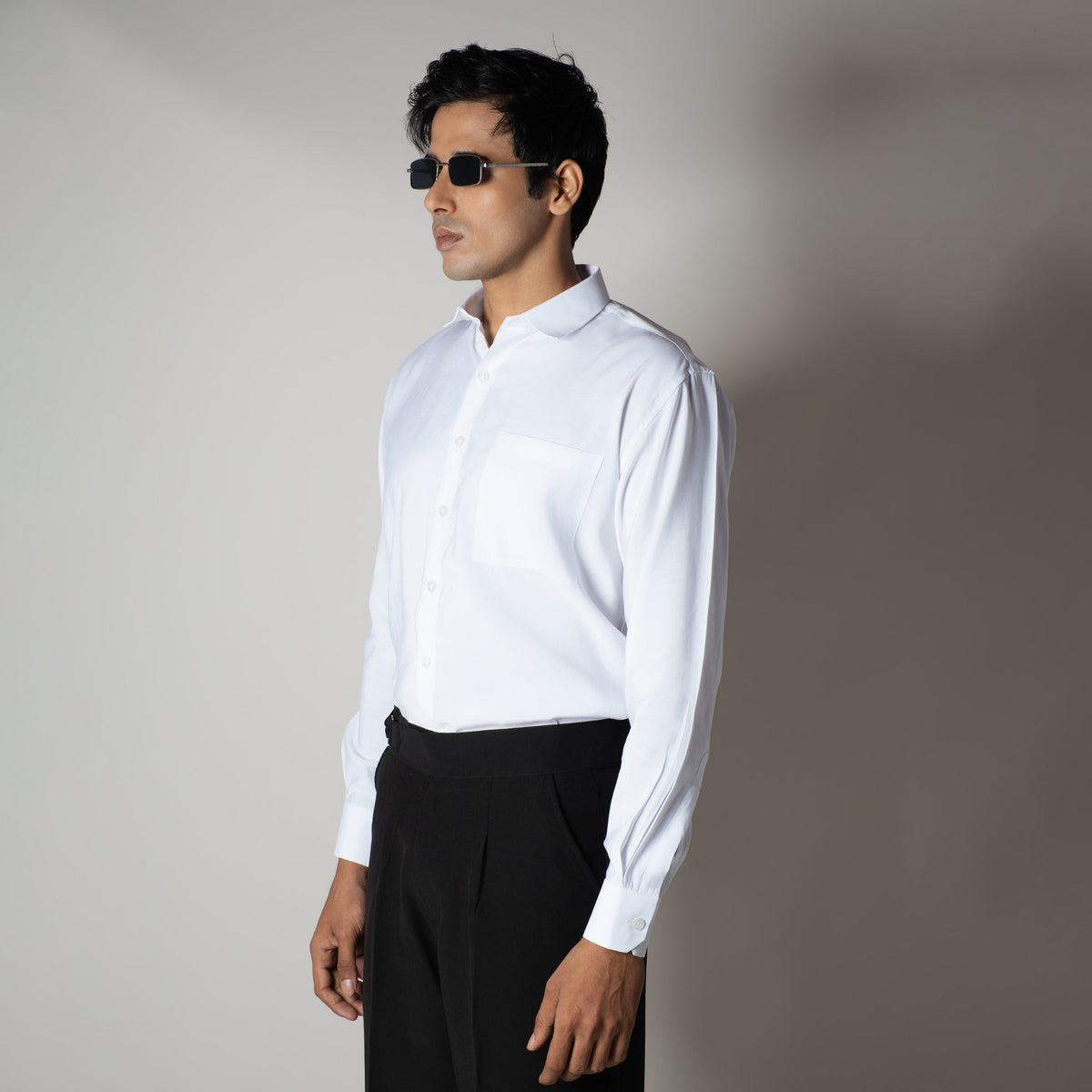 WHITE ESSENTIAL SUEDE LUXE SHIRT