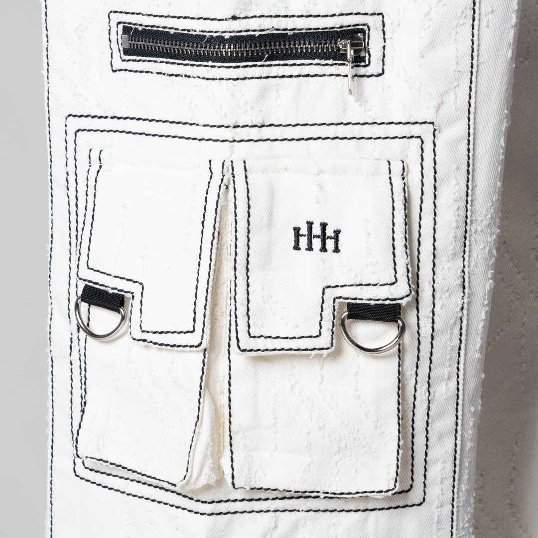 WHITE POCKET DENIM CARGO
