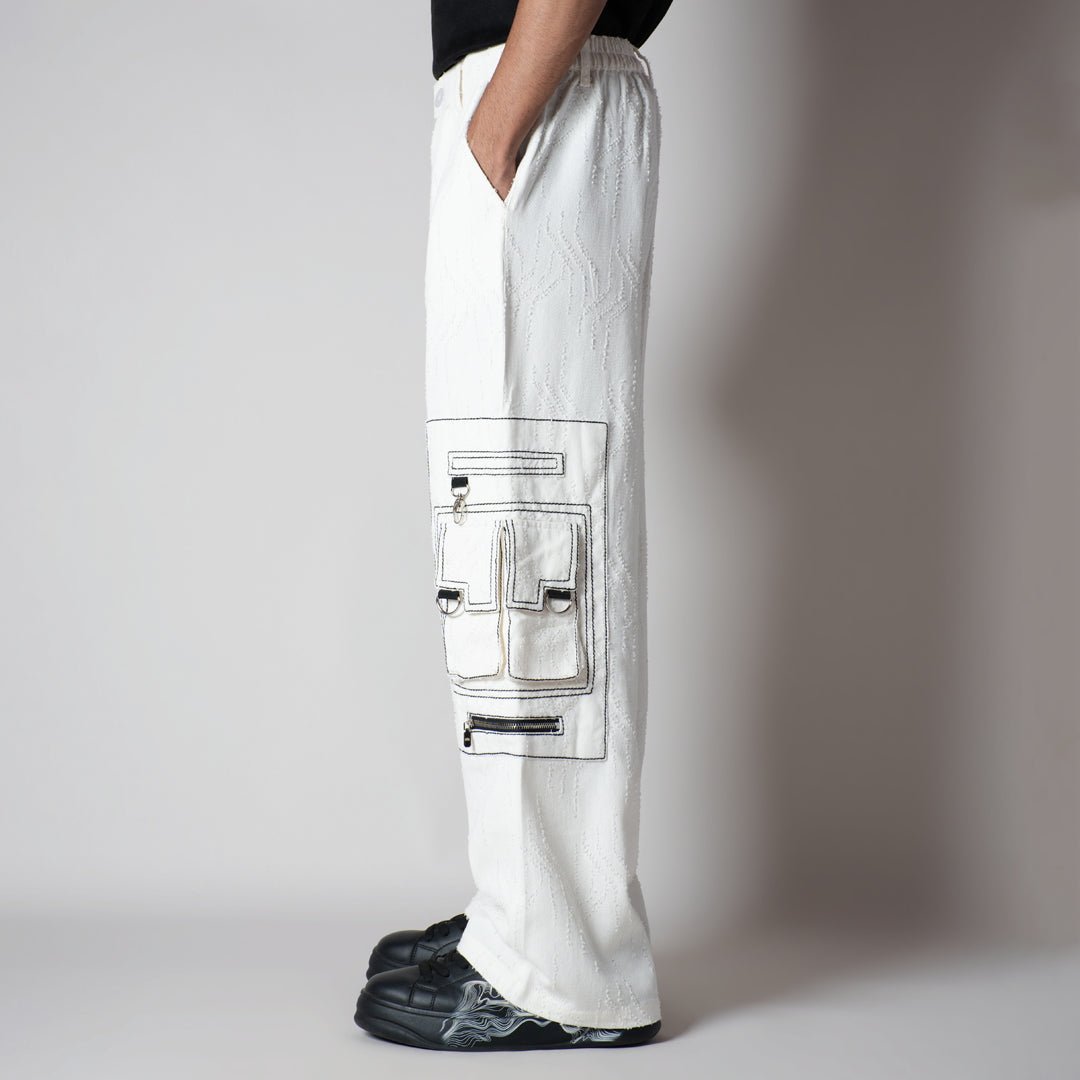 WHITE POCKET DENIM CARGO