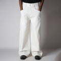 WHITE SOFTMOVE VERTICAL LINE SIGNATURE LINEN PANTS