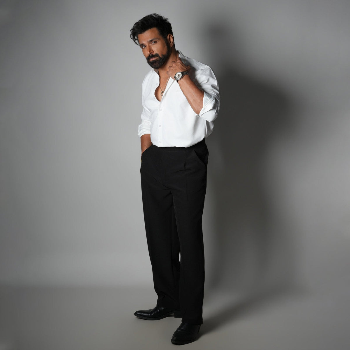 WHITE SUEDE LASER LUXE SHIRT