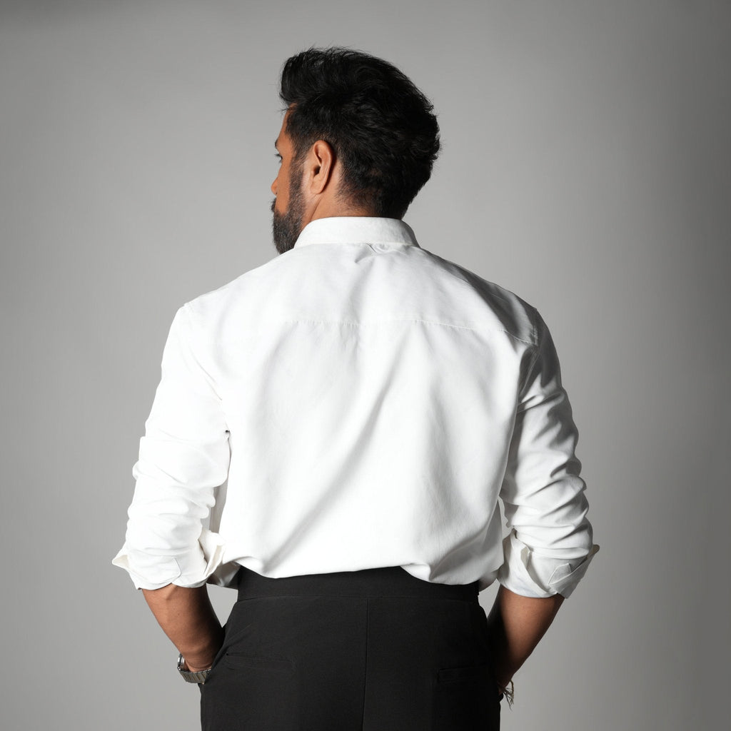 WHITE SUEDE LASER LUXE SHIRT